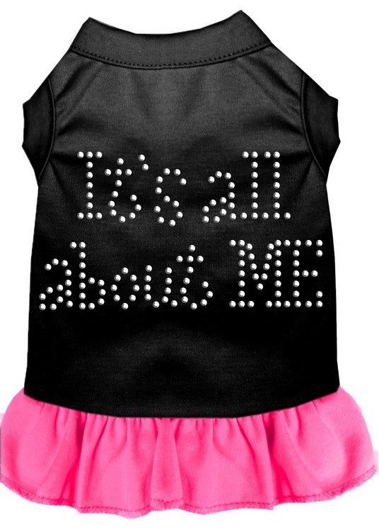 Rhinestone All About me Dress Black with Bright Pink XS